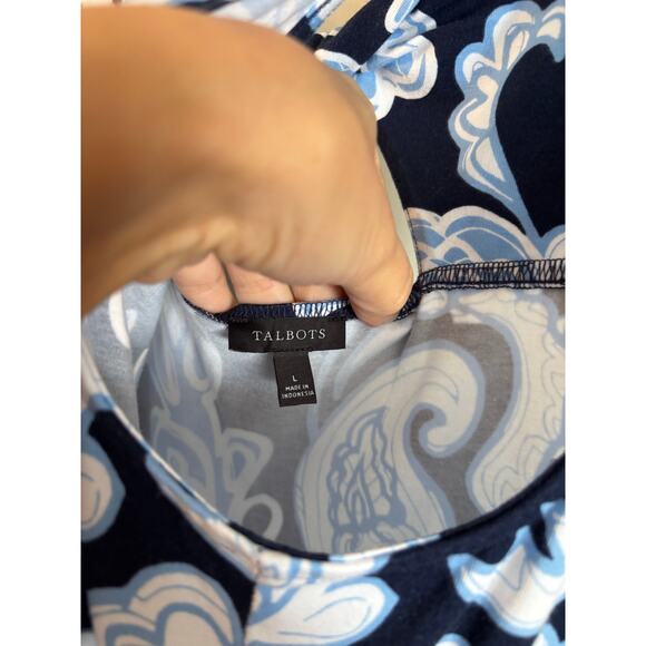 Talbots Jersey Maxi Dress Dynamic Paisley Sleeveless Size Large Blue - Picture 6 of 6